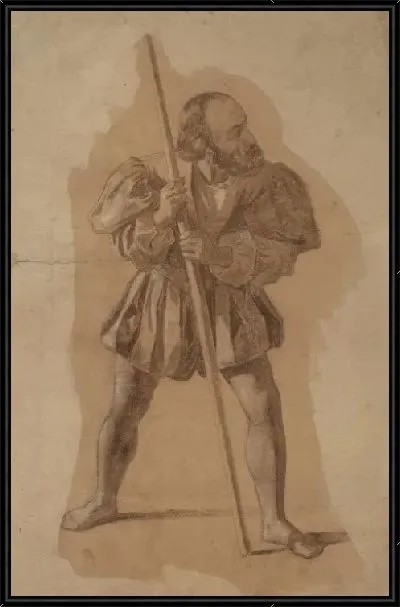 Картина Исследование костюма фигуры для Columbus Mural, Washington, D.C.