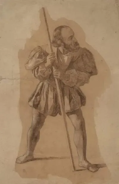 Картина Исследование костюма фигуры для Columbus Mural, Washington, D.C.