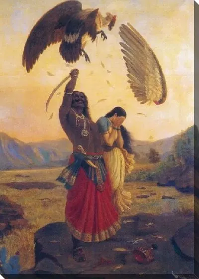 Картина Джатаю Равана уносит Ситу и против