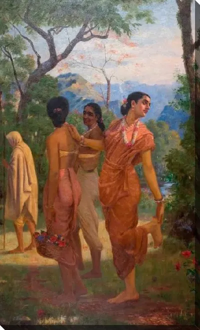 Картина Шакунтала снимает шип с ее ноги