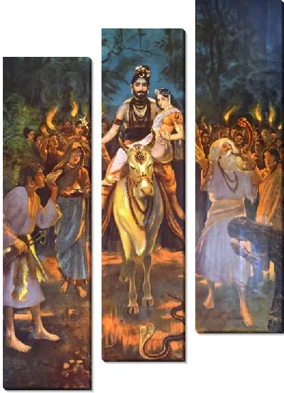 Картина Шива и Парвати в процессии (брак Шива Парвати)