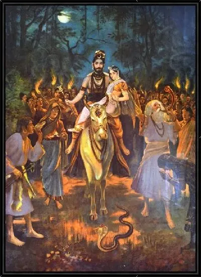 Картина Шива и Парвати в процессии (брак Шива Парвати)