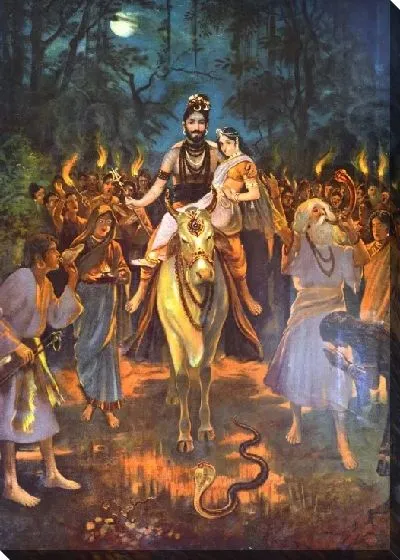 Картина Шива и Парвати в процессии (брак Шива Парвати)