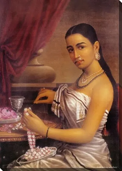 Картина Леди, делающая гирлянду