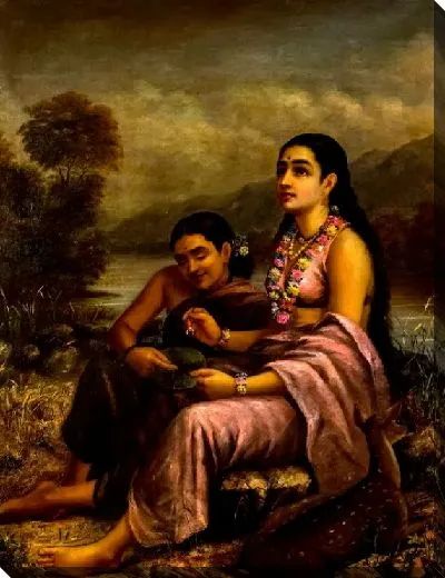 Картина Шакунтала со своим спутником
