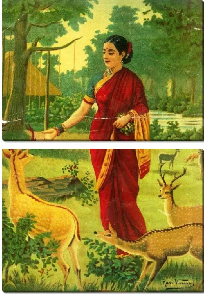 Картина Сита и Золотой олень и Сита Суварна олень