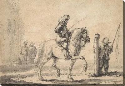 Картина Конная серая лошадь обучается в Пиаффе