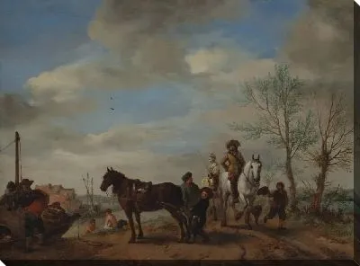 Картина Мужчина и женщина верхом на лошади