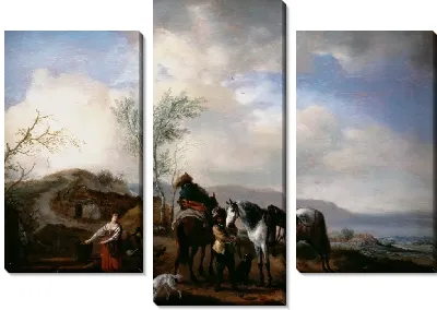 Два всадника у фонтана