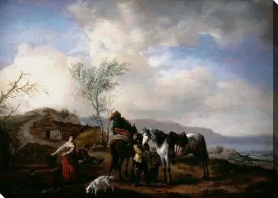 Картина Два всадника у фонтана