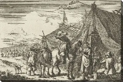 Картина Всадники отдыхают в палатках