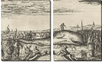 Картина Мелька кашалота на пляже в Нордвейке, 1614