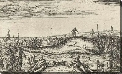 Картина Мелька кашалота на пляже в Нордвейке, 1614
