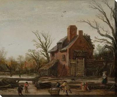 Картина Зимний пейзаж с фермерским домом