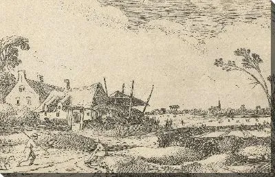 Картина Ферма на дорожке и панорамный вид на поля