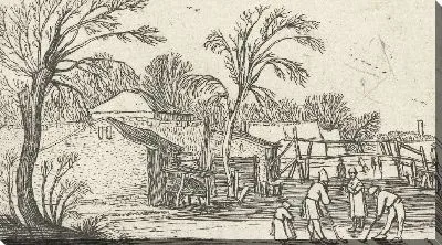 Картина Фигуристы и накачивают игроков на льду перед фермами