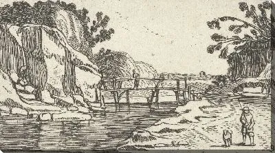 Картина Скалистый пейзаж с пути вдоль реки