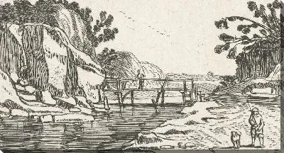 Картина Скалистый пейзаж с дорогой вдоль реки