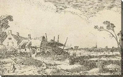 Картина Ферма на дорожке и панорамный вид на поля