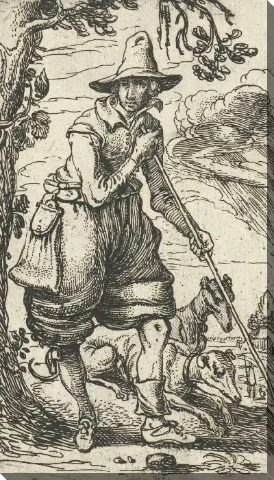 Картина Охотник с двумя собаками