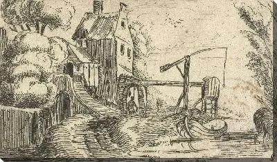 Картина Дом или фабрика на канале