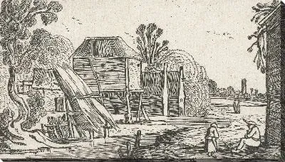 Картина Ферма и сарай на сваях на воде