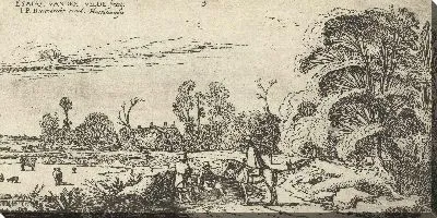 Картина Всадник и пешеходы на дороге возле Лиссе