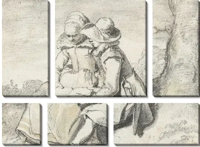 Картина Молодая пара читает книгу вместе