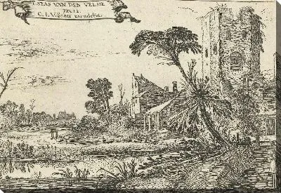 Картина Два монаха на пути мимо ветхой башни