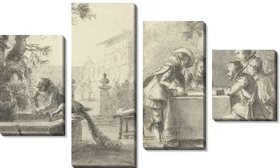 Картина Триккрак игроков в саду замка