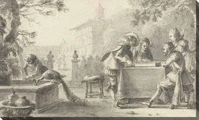 Картина Триккрак игроков в саду замка