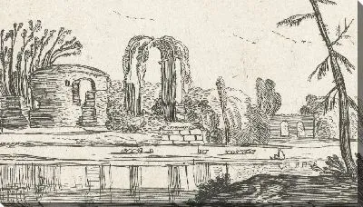 Картина Античные руины у реки