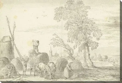 Картина Крестьяне сено с Гаагой на расстоянии