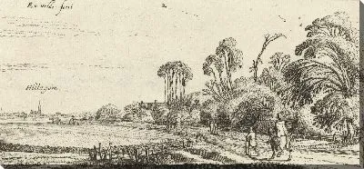 Картина Пейзаж с наездником и путешественником на дороге возле Хиллегом