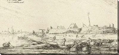 Картина Гребные лодки с рыбаками перед фортом на Шельде