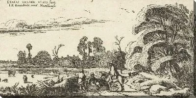 Картина Всадник и пешеходы на дороге возле Лиссе