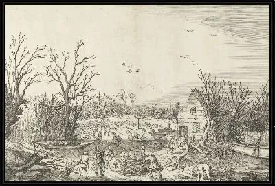 Картина Восстановление прорванной плотины в Вианене, 1624 г.