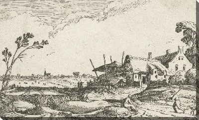 Картина Ферма на дорожке и панорамный вид на поля