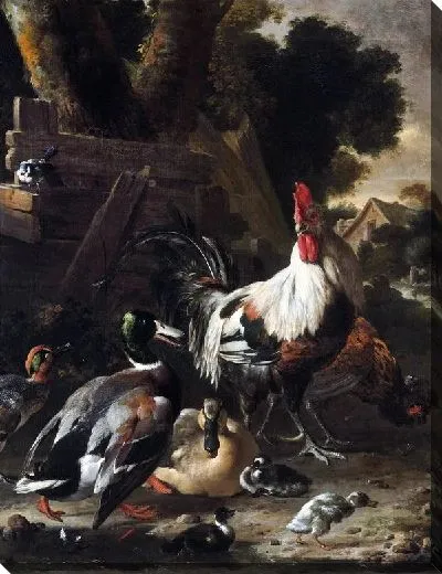 Картина маслом Петух и утки (Rooster and Duck)