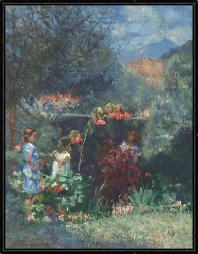 Картина Три девушки в саду