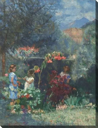 Картина Три девушки в саду