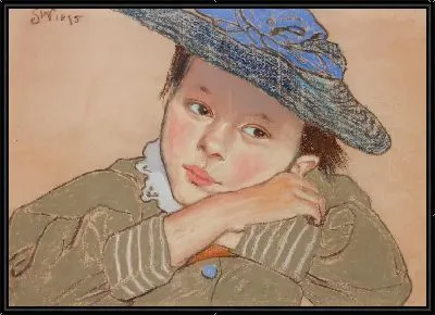 Девушка в синей шляпе