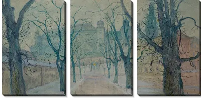 Картина Раннее утро возле Вавельского замка (Парк Планты на рассвете)