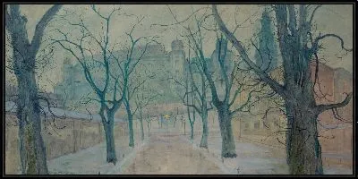 Картина Раннее утро возле Вавельского замка (Парк Планты на рассвете)