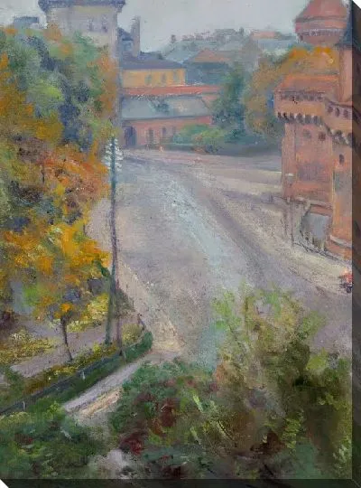 Картина Вид на Барбикан и Флорианские ворота с улицы Зацише