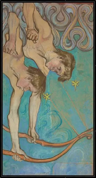 Картина Лучники - фрагмент «Падших ангелов». Эскиз росписи художественной росписи францисканской церкви в Кракове