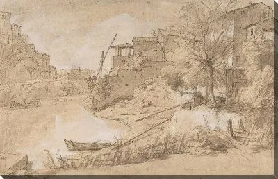 Картина Вид на реку в Италии