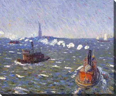 Картина Буксиры, Нью-Йоркская Гавань