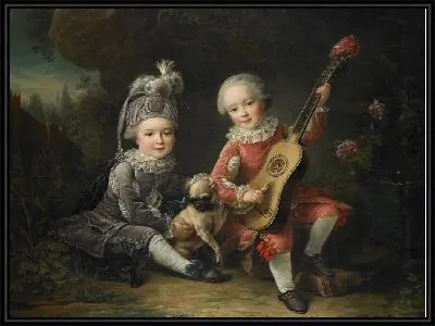 Портреты М.М. Де Бетюн Жуан аве ун Кьен (Дети маркиза де Бетюна играют с собакой)