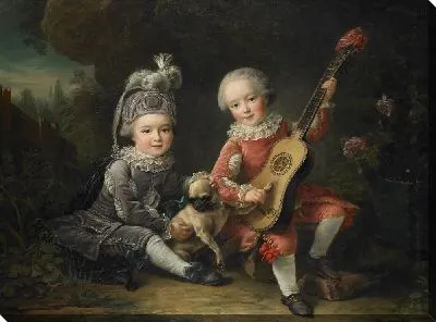 Портреты М.М. Де Бетюн Жуан аве ун Кьен (Дети маркиза де Бетюна играют с собакой)